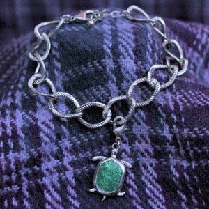 NWT Green Enamel Turtle Charm Bracelet